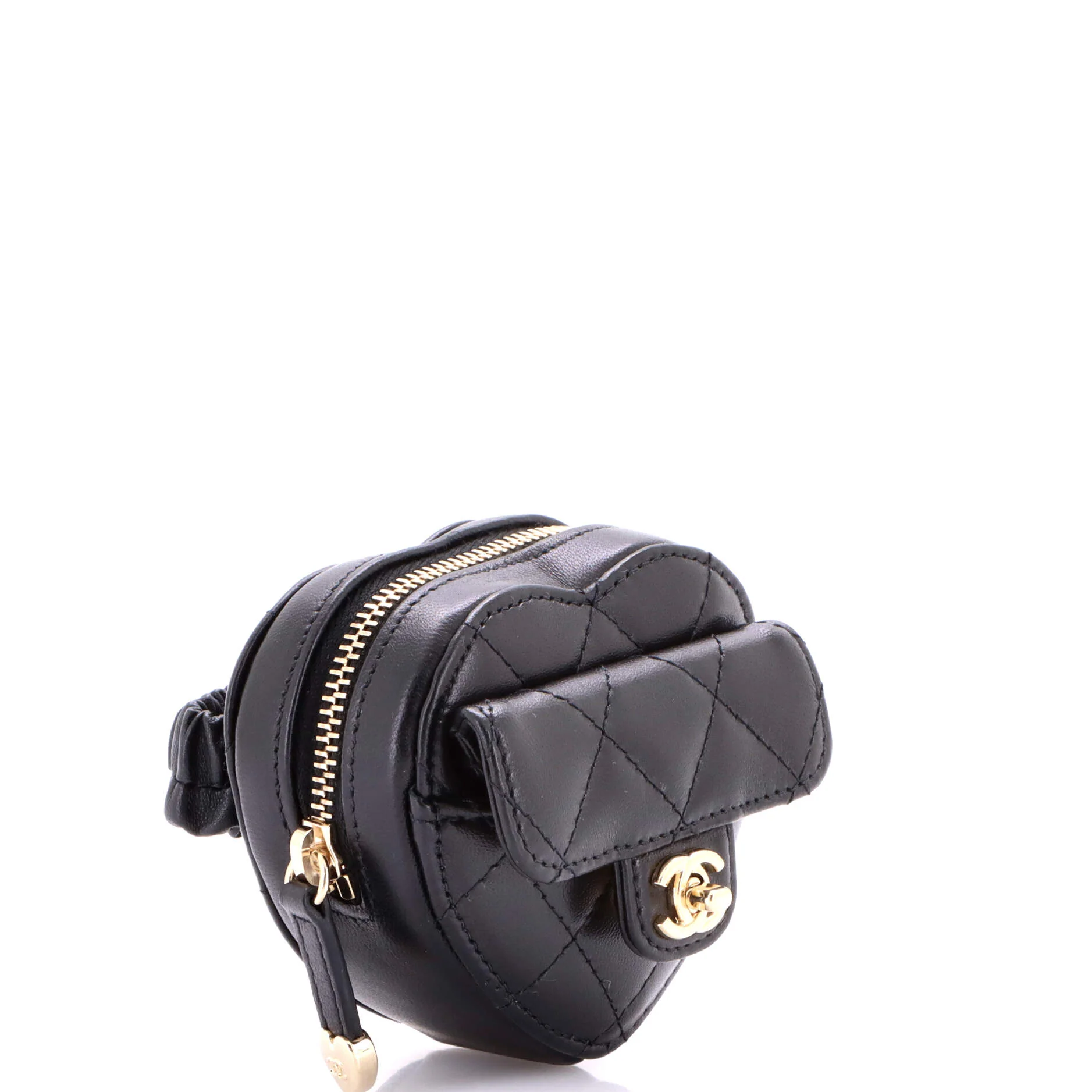 CC in Love Heart Arm Zip Coin Purse Quilted Lambskin - Image 3