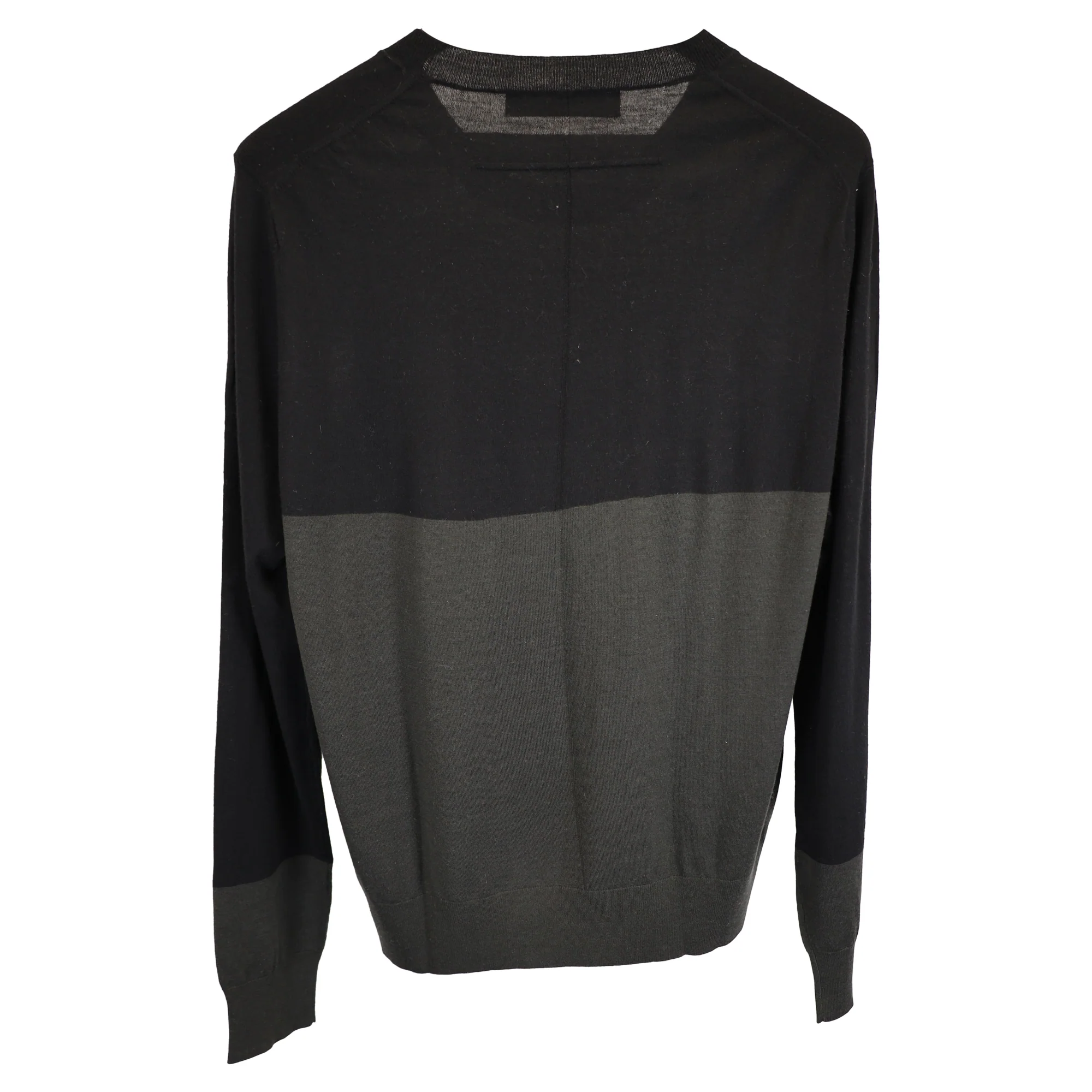 Women's  Givenchy Two-Toned Crewneck Sweater in Black and Grey Wool - Image 3