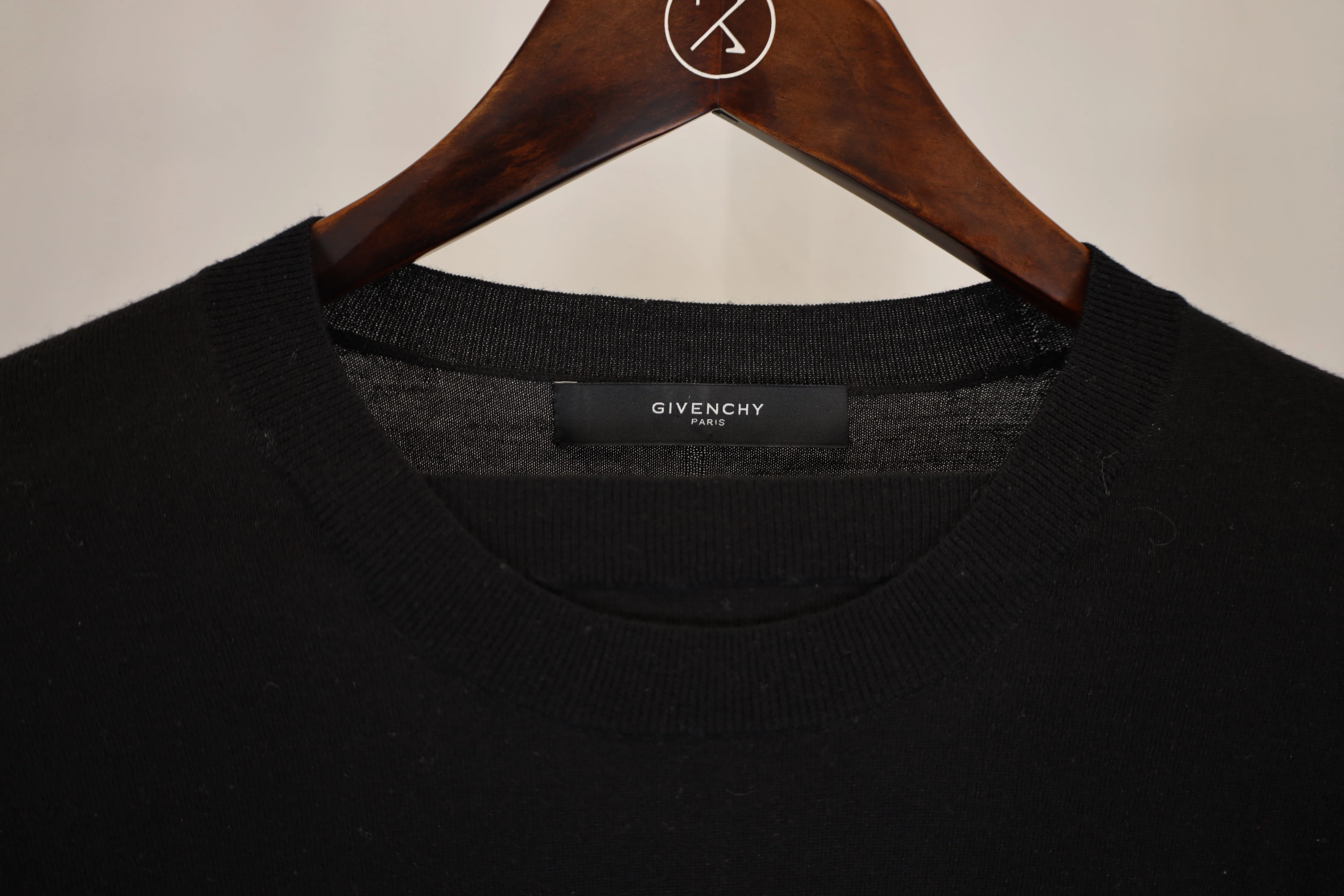 Women's  Givenchy Two-Toned Crewneck Sweater in Black and Grey Wool - Image 5