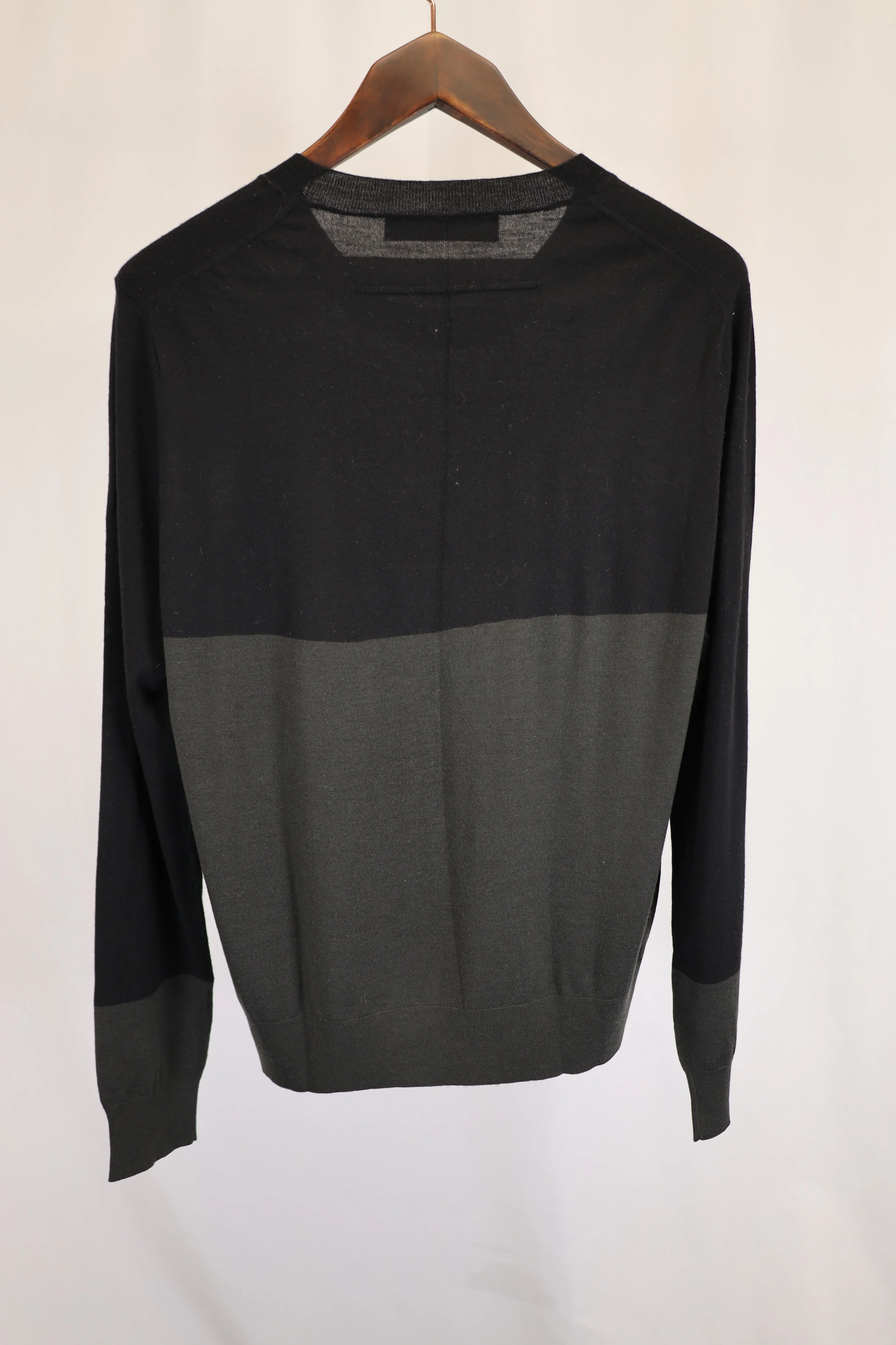Women's  Givenchy Two-Toned Crewneck Sweater in Black and Grey Wool - Image 6