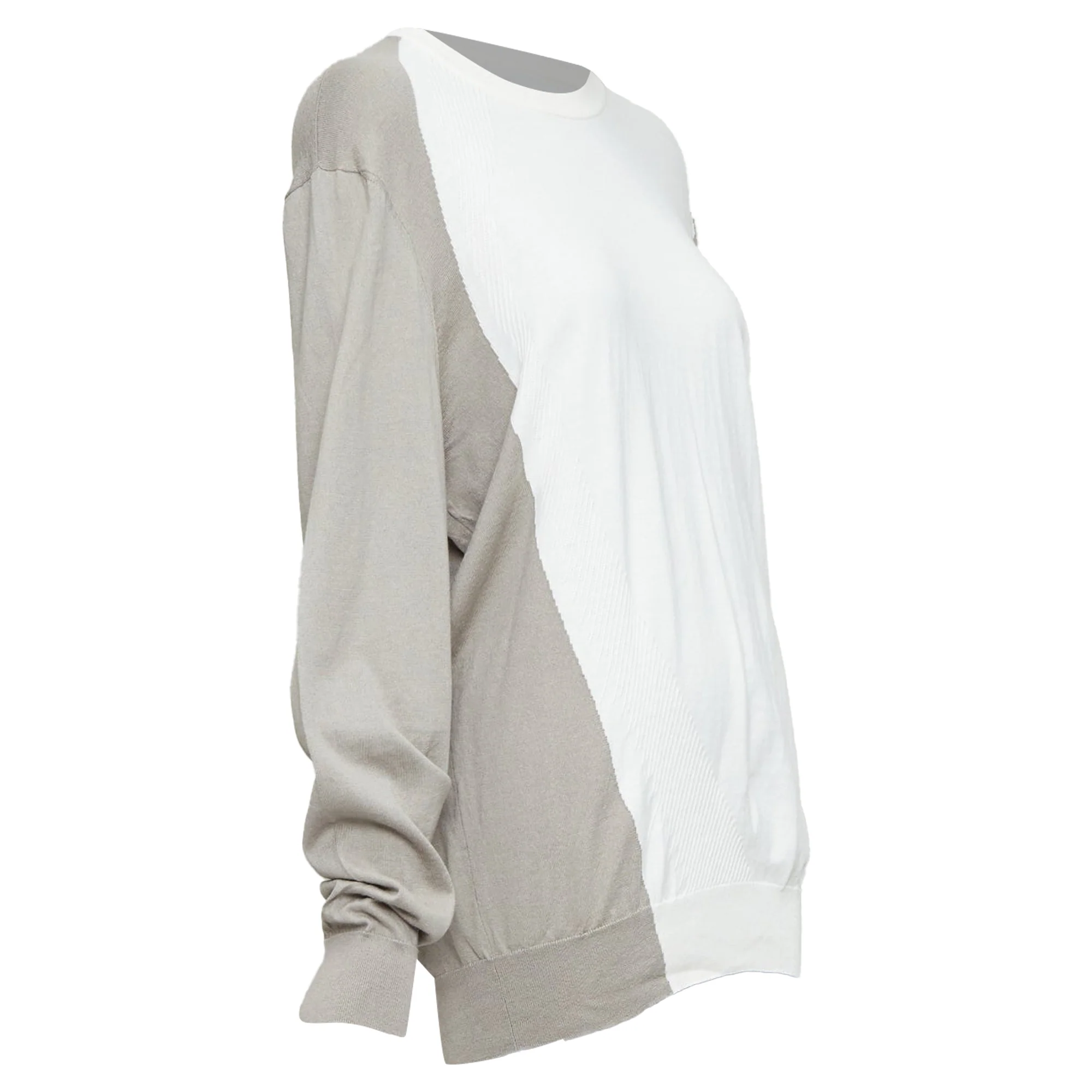 Women's Hermes cotton cashmere colorblocked crew sweater - Image 3