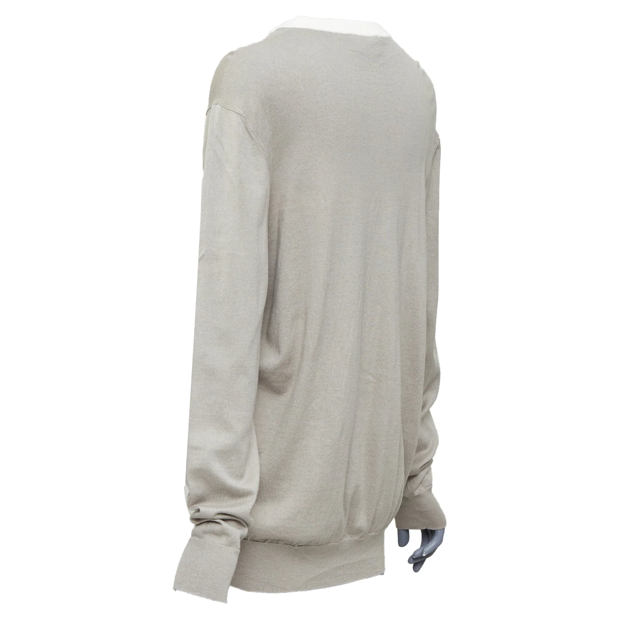 Women's Hermes cotton cashmere colorblocked crew sweater - Image 5