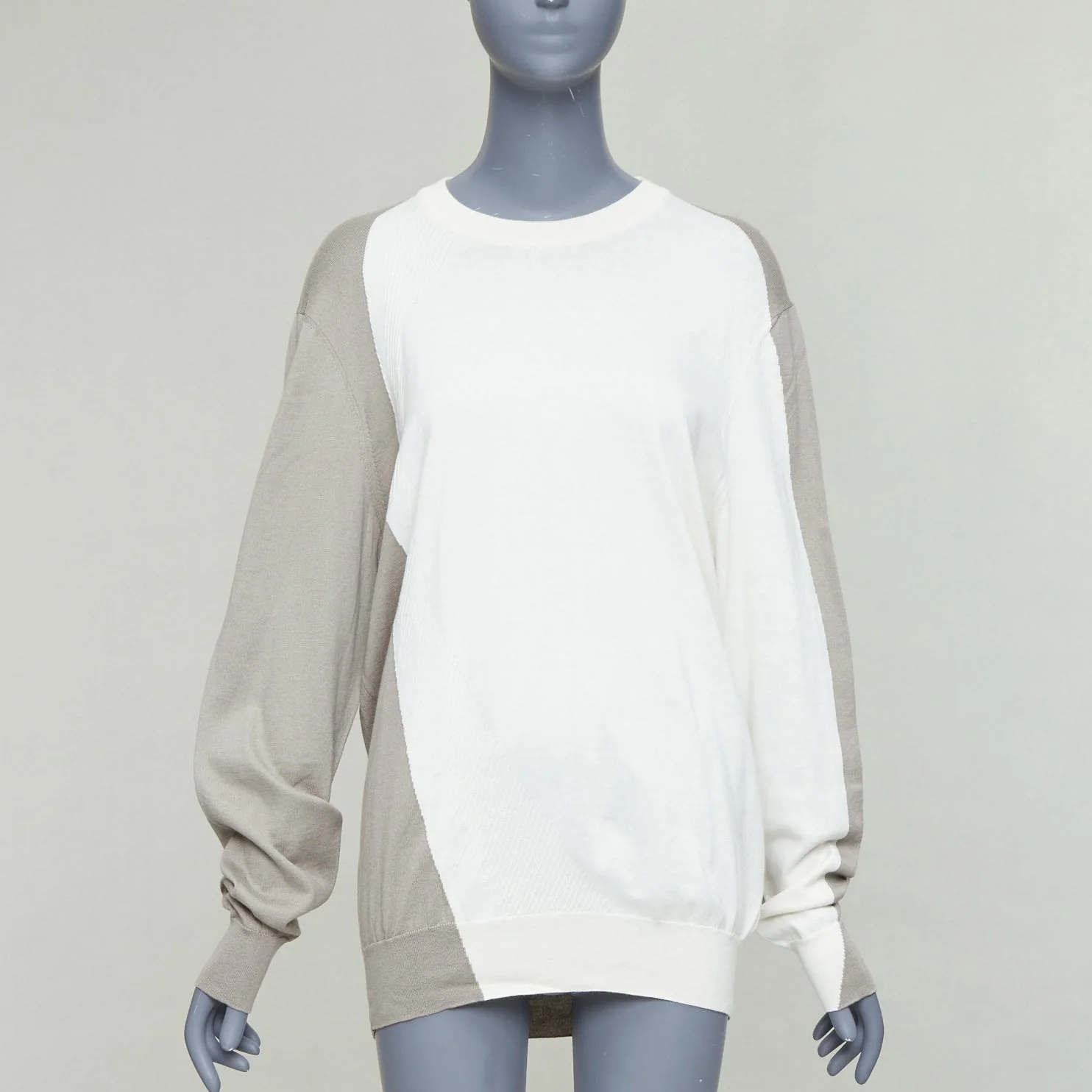 Women's Hermes cotton cashmere colorblocked crew sweater - Image 7