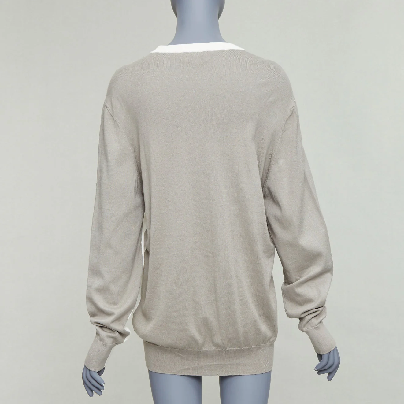 Women's Hermes cotton cashmere colorblocked crew sweater - Image 8