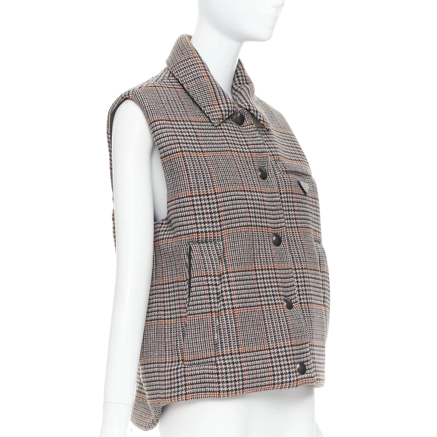 Women's Prada houndstooth logo puffer vest - Image 9