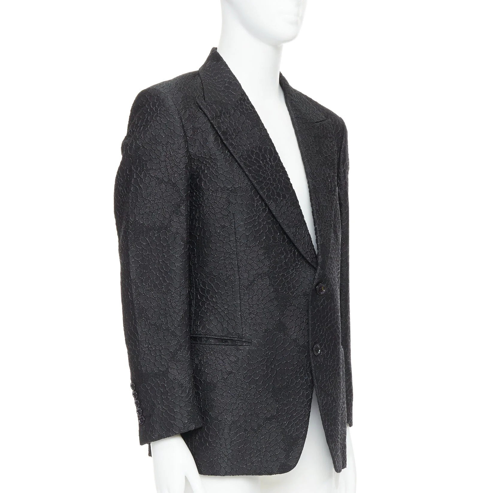 Men's Tom Ford Cooper floral 3D brocade peak lapel tuxedo blazer - Image 9