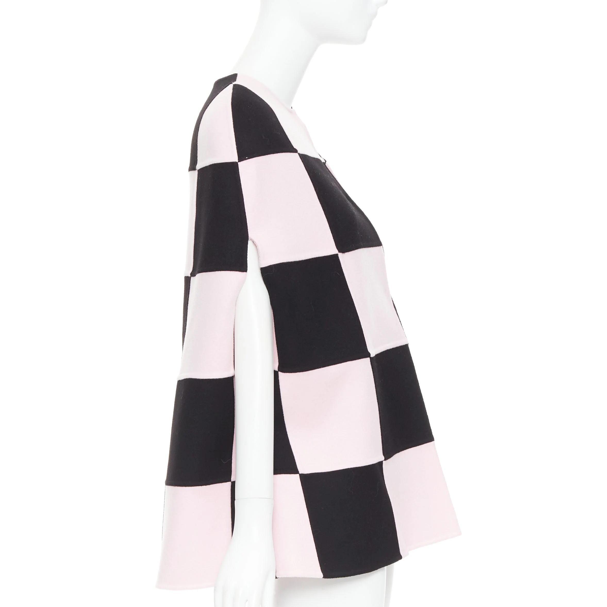 Women's Valentino black pink check cape coat - Image 10