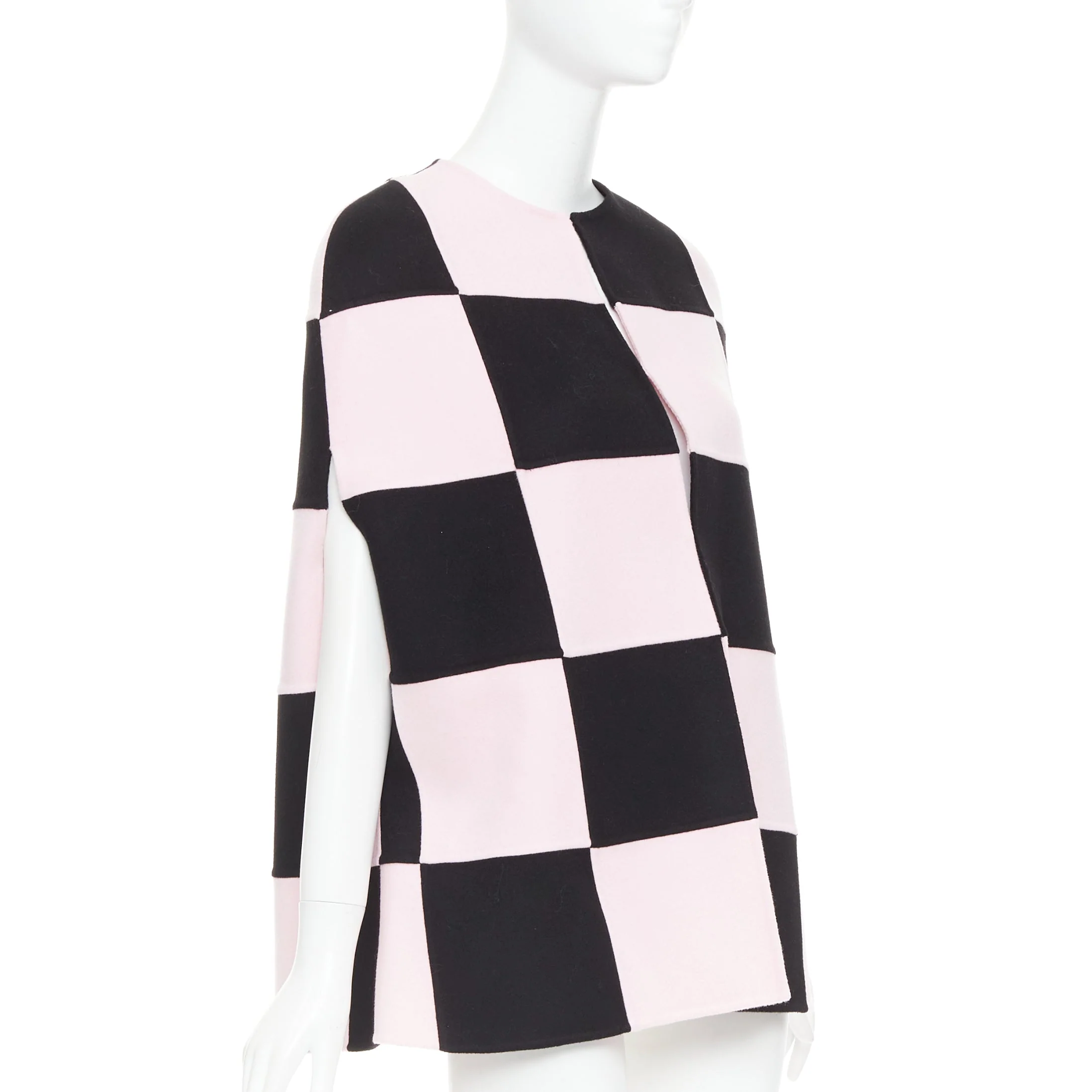 Women's Valentino black pink check cape coat - Image 7