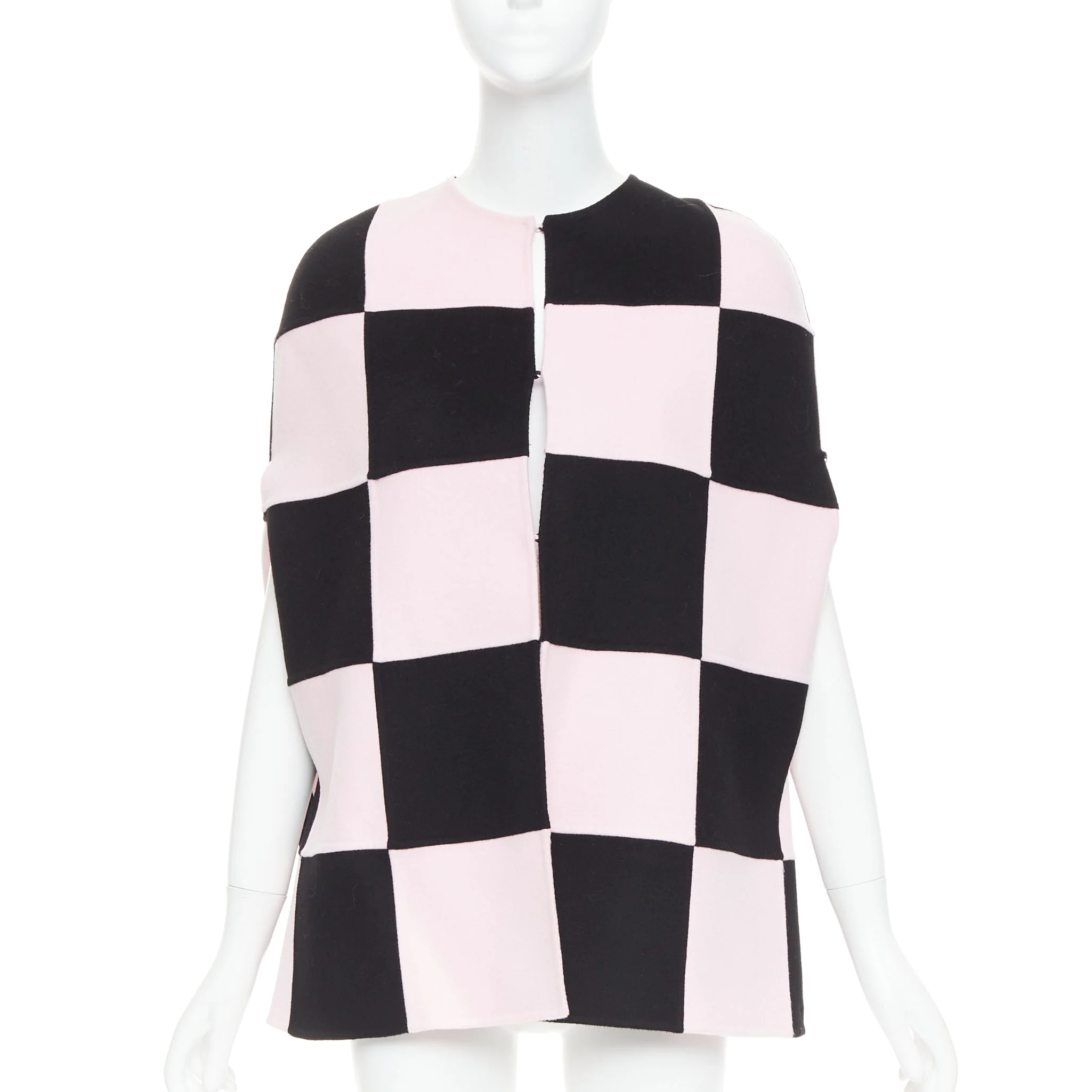 Women's Valentino black pink check cape coat - Image 9