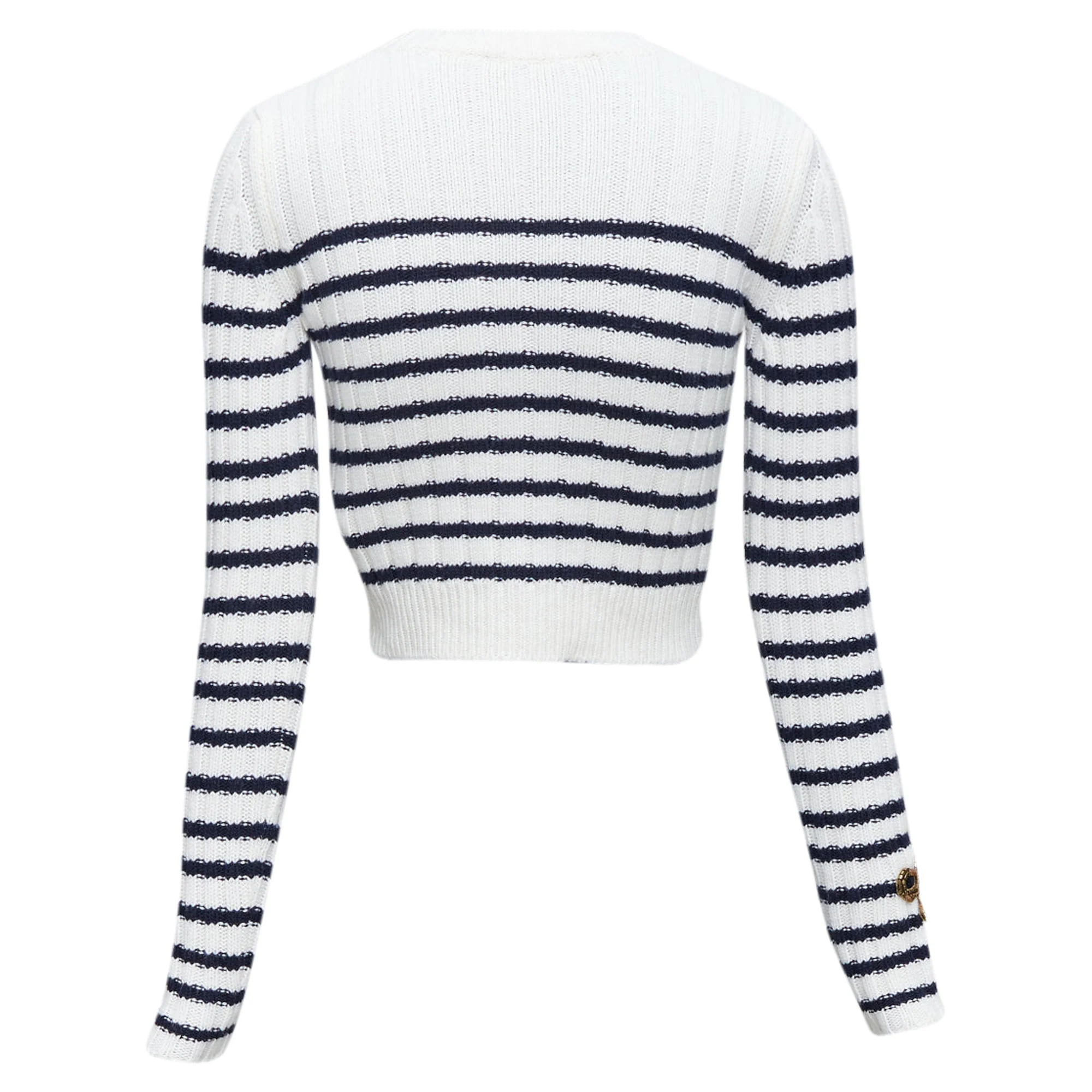 Women's Valentino virgin wool sequin ribbon striped crop sweater - Image 5