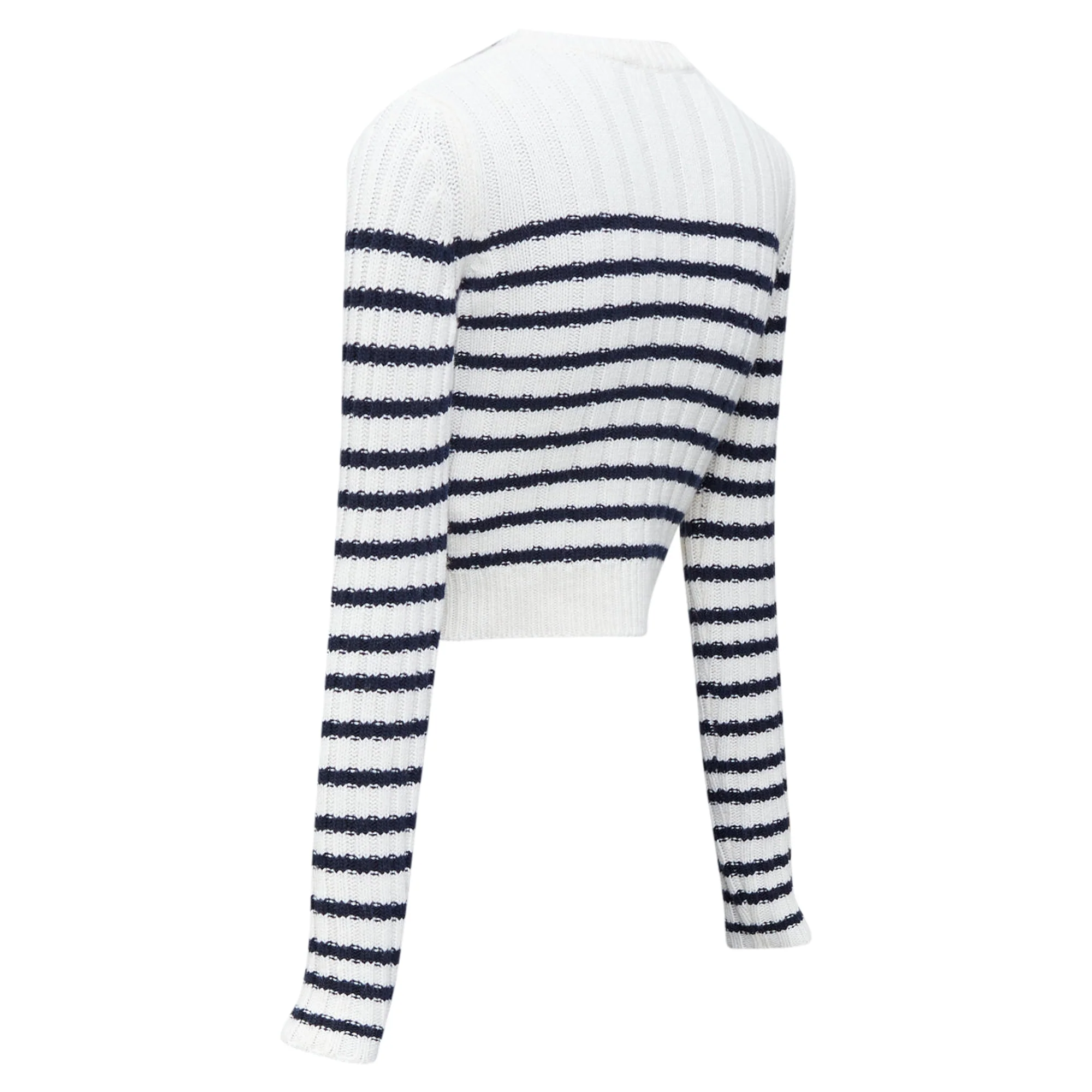 Women's Valentino virgin wool sequin ribbon striped crop sweater - Image 6