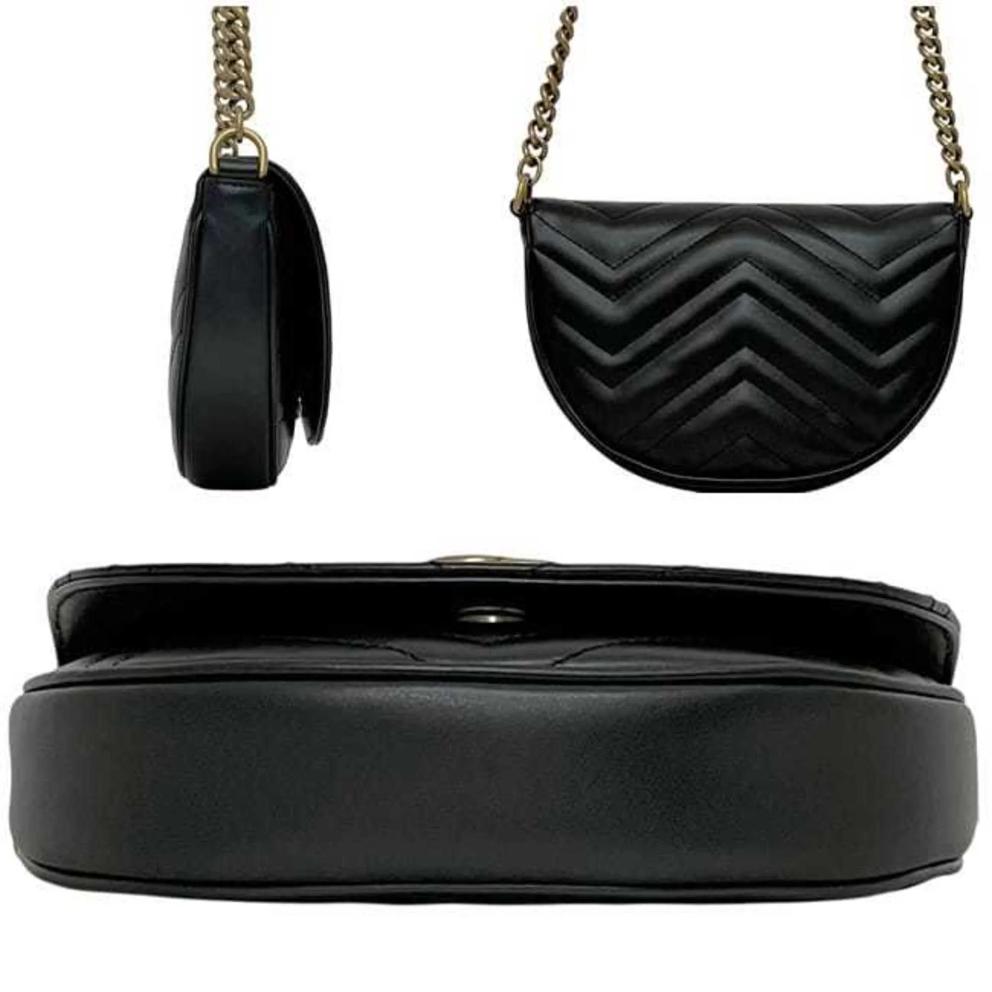 GG Marmont Half Moon Flap Crossbody Bag Matelasse Leather Mini - Image 4