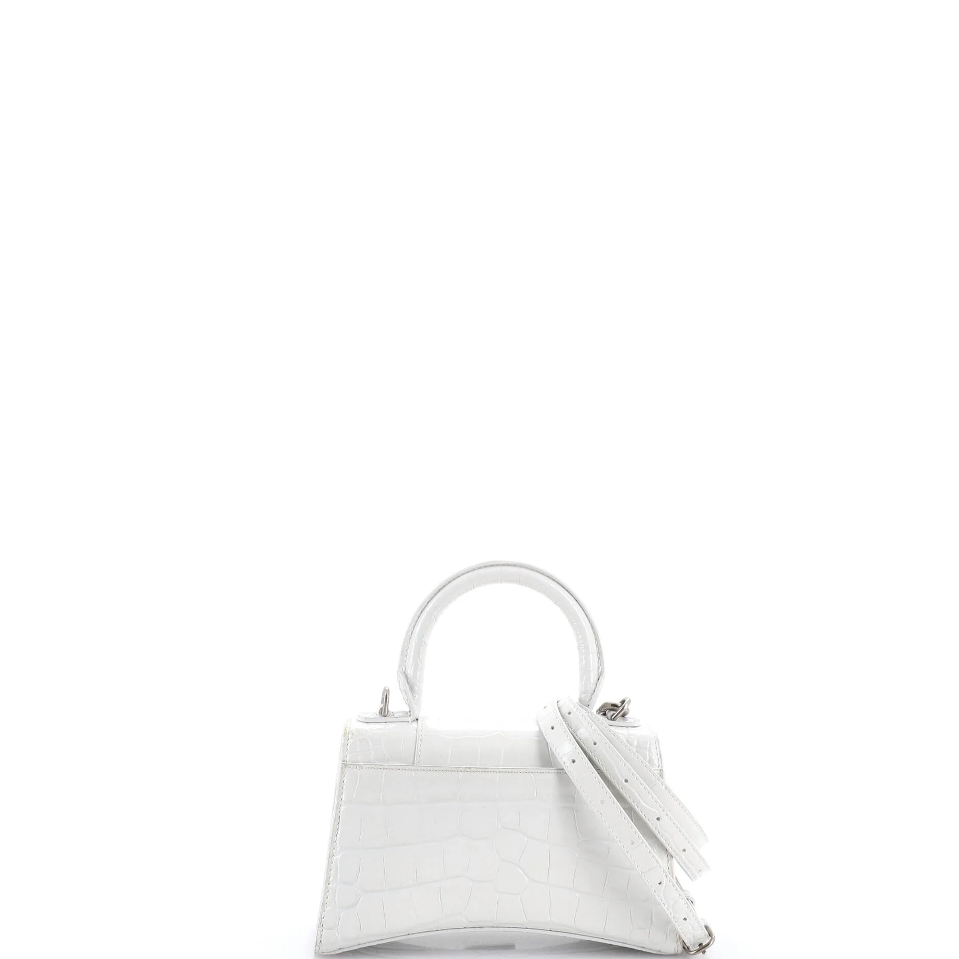 Hourglass Top Handle Bag Crocodile Embossed Leather XS - Image 3