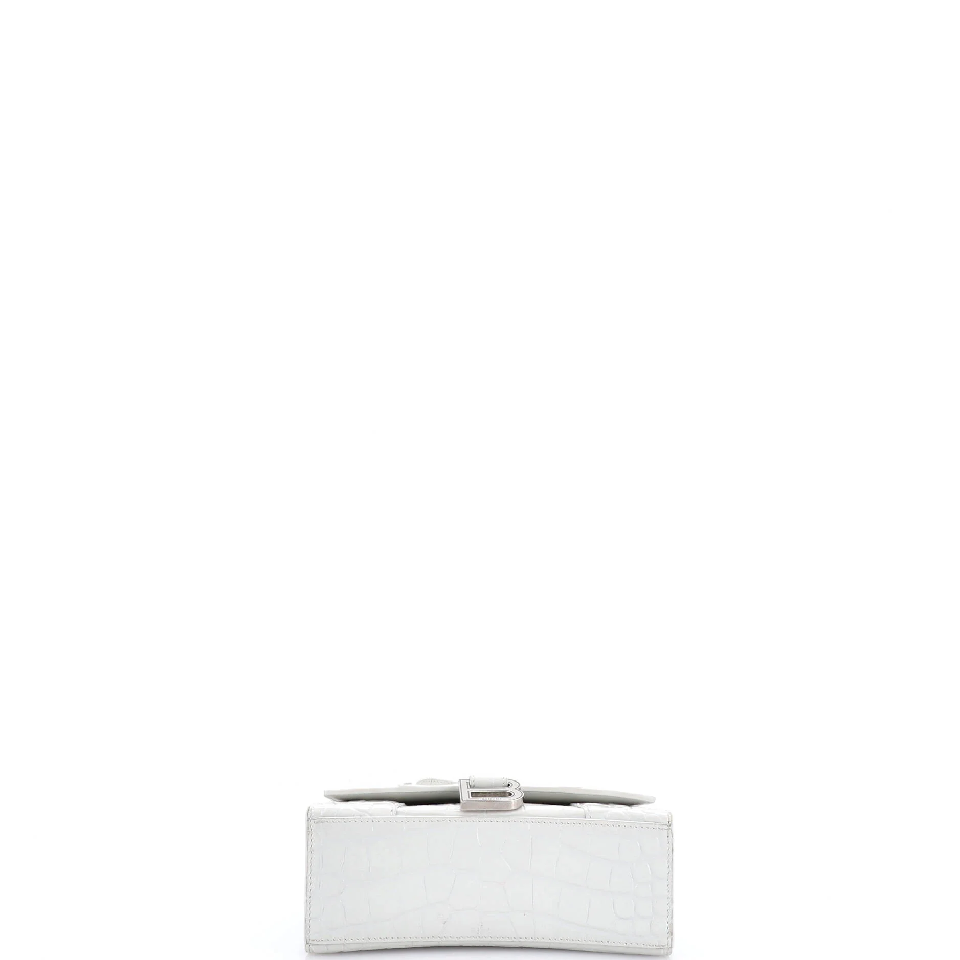 Hourglass Top Handle Bag Crocodile Embossed Leather XS - Image 4