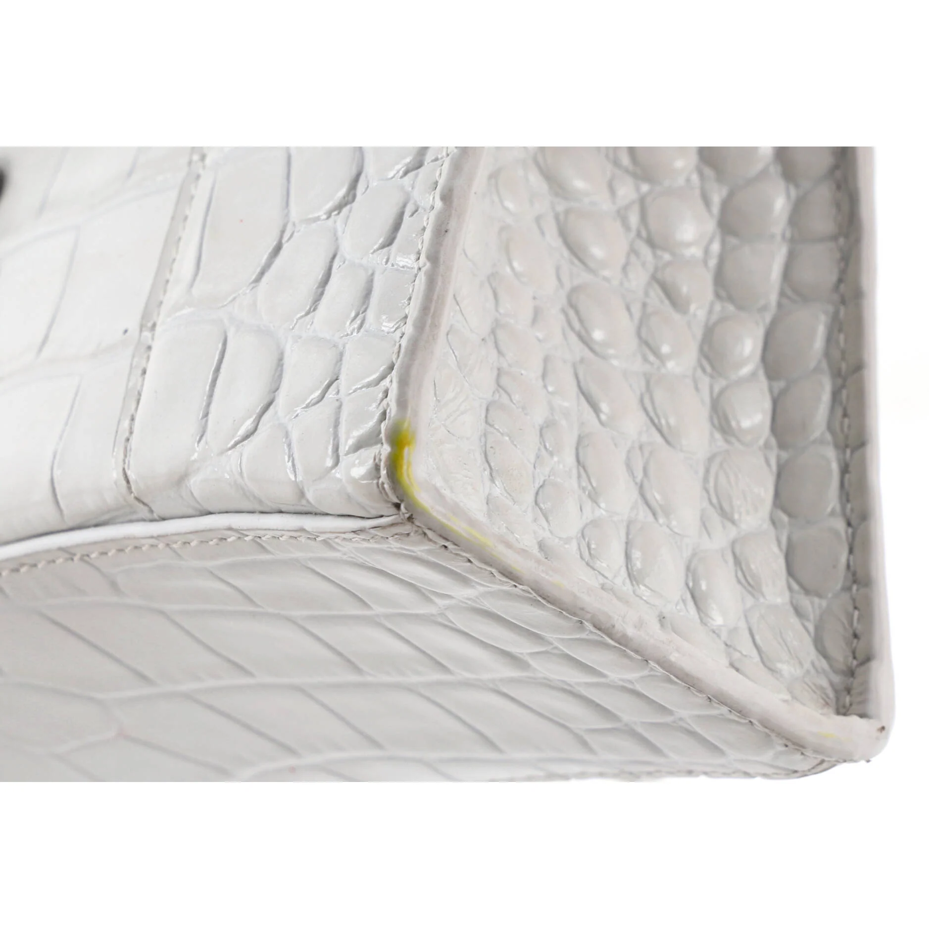 Hourglass Top Handle Bag Crocodile Embossed Leather XS - Image 6