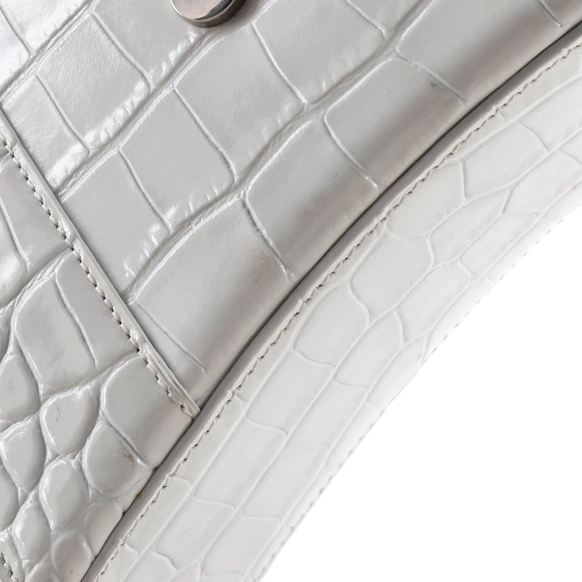 Hourglass Top Handle Bag Crocodile Embossed Leather XS - Image 7