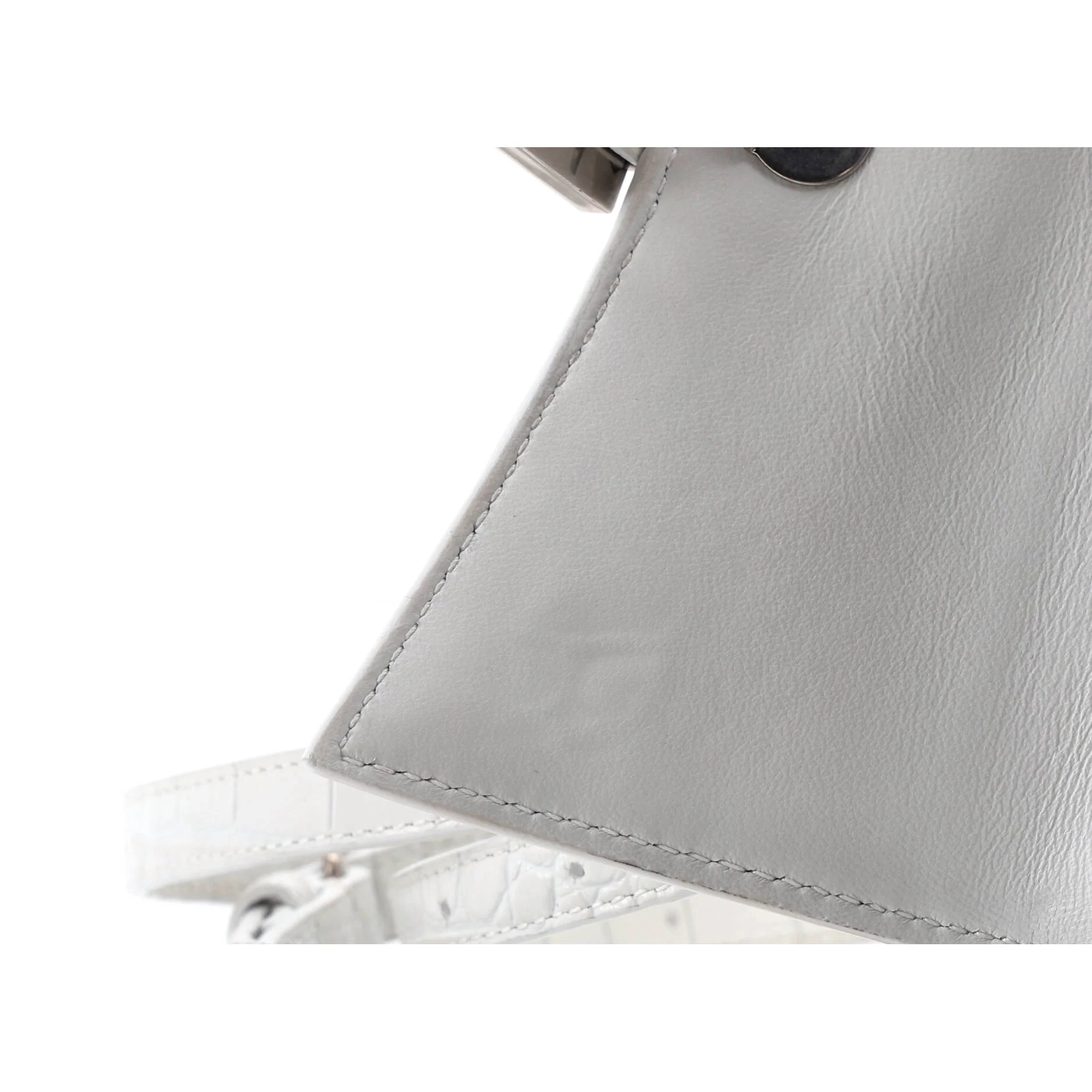 Hourglass Top Handle Bag Crocodile Embossed Leather XS - Image 8