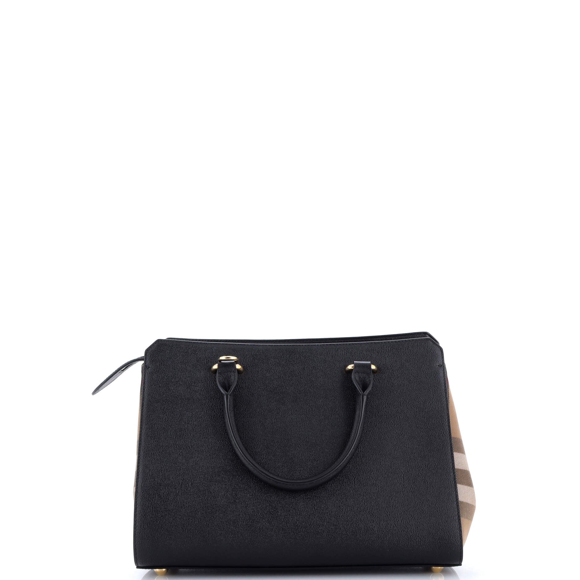 Banwell Tote Leather and House Check Canvas Small - Image 3