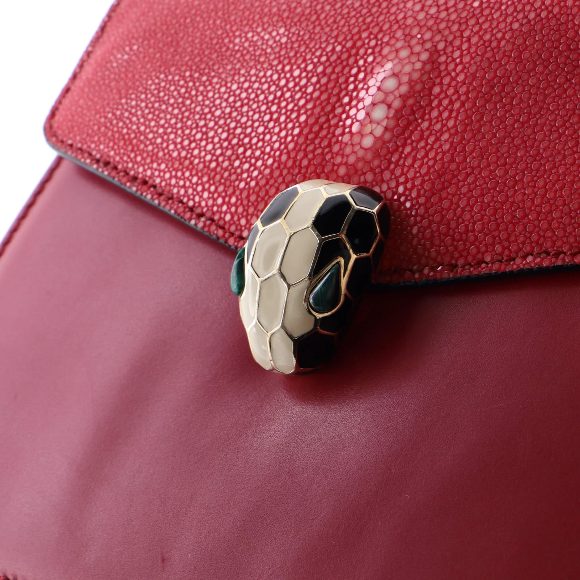 Serpenti Forever Square Shoulder Bag Leather and Stingray Small - Image 8