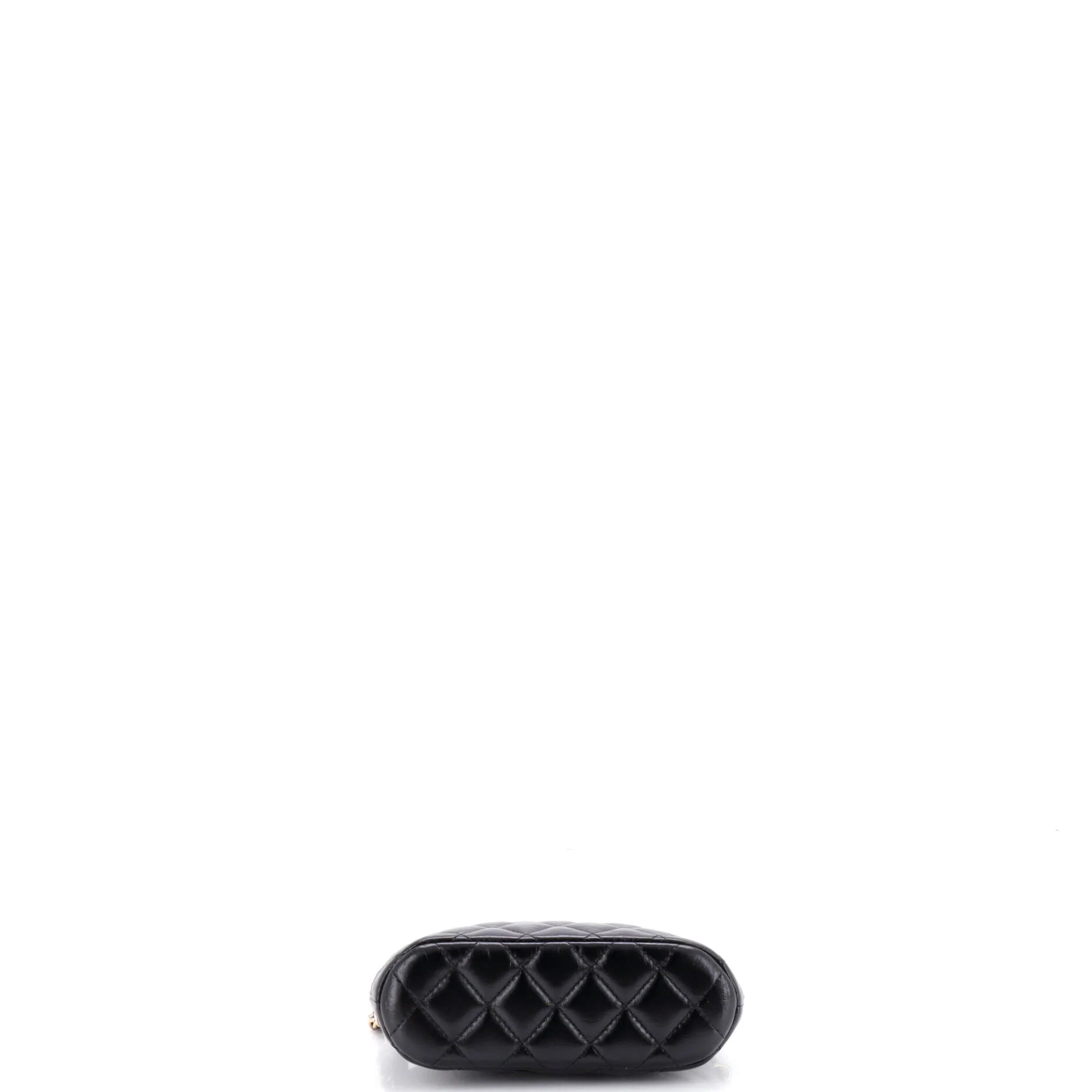 CC Dome Zip Clutch with Chain Quilted Shiny Lambskin Mini - Image 4