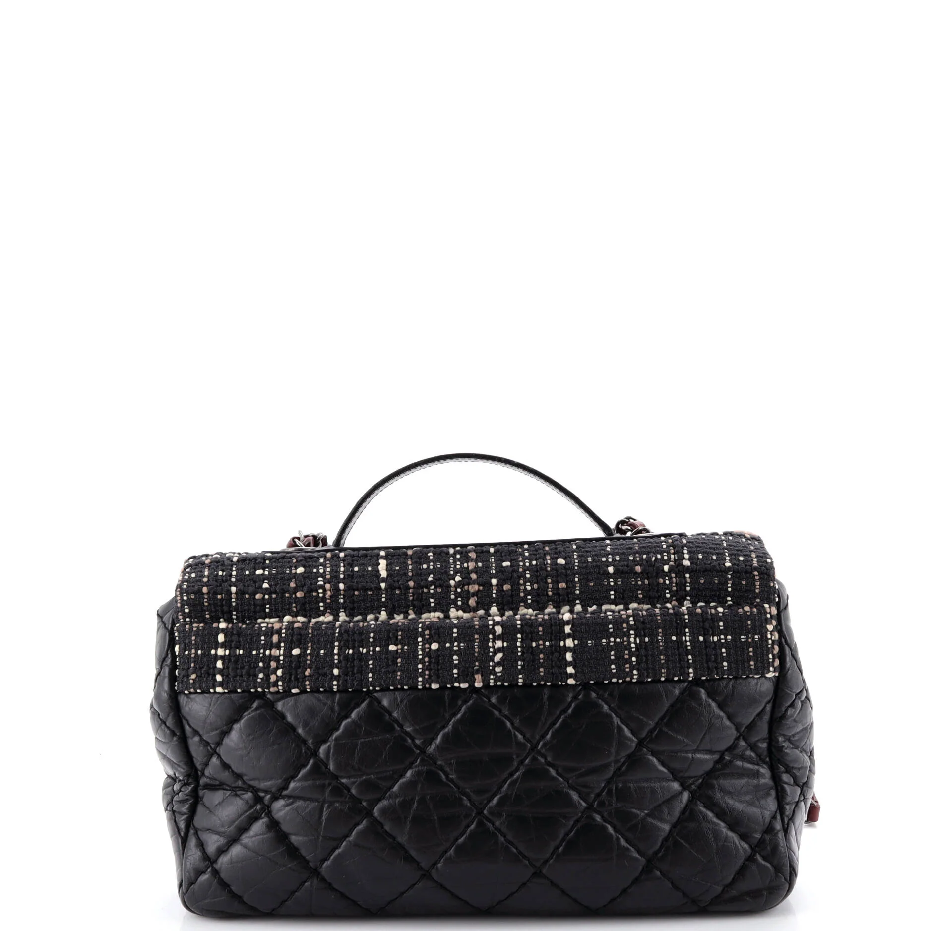 CC Top Handle Flap Bag Tweed and Quilted Aged Calfskin Medium - Image 3
