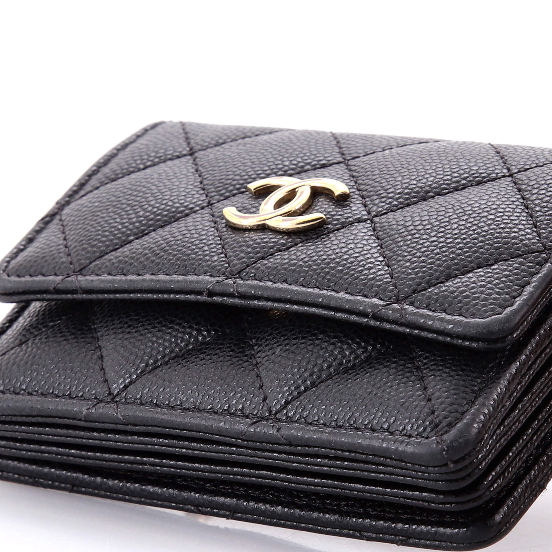 Flap Card Holder on Chain with Charms Quilted Caviar Mini - Image 5
