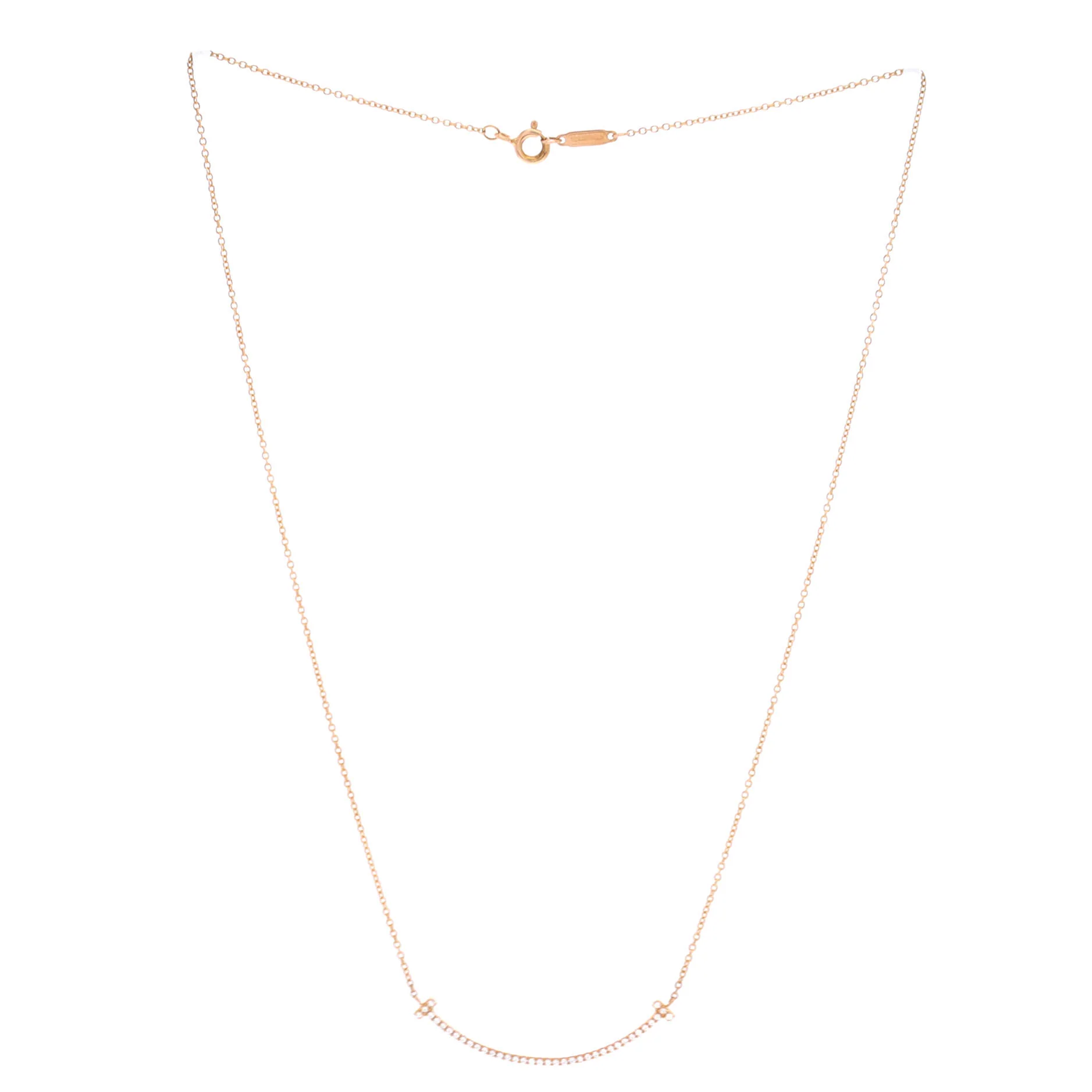 T Smile Pendant Necklace 18K Rose Gold with Diamonds Small - Image 3