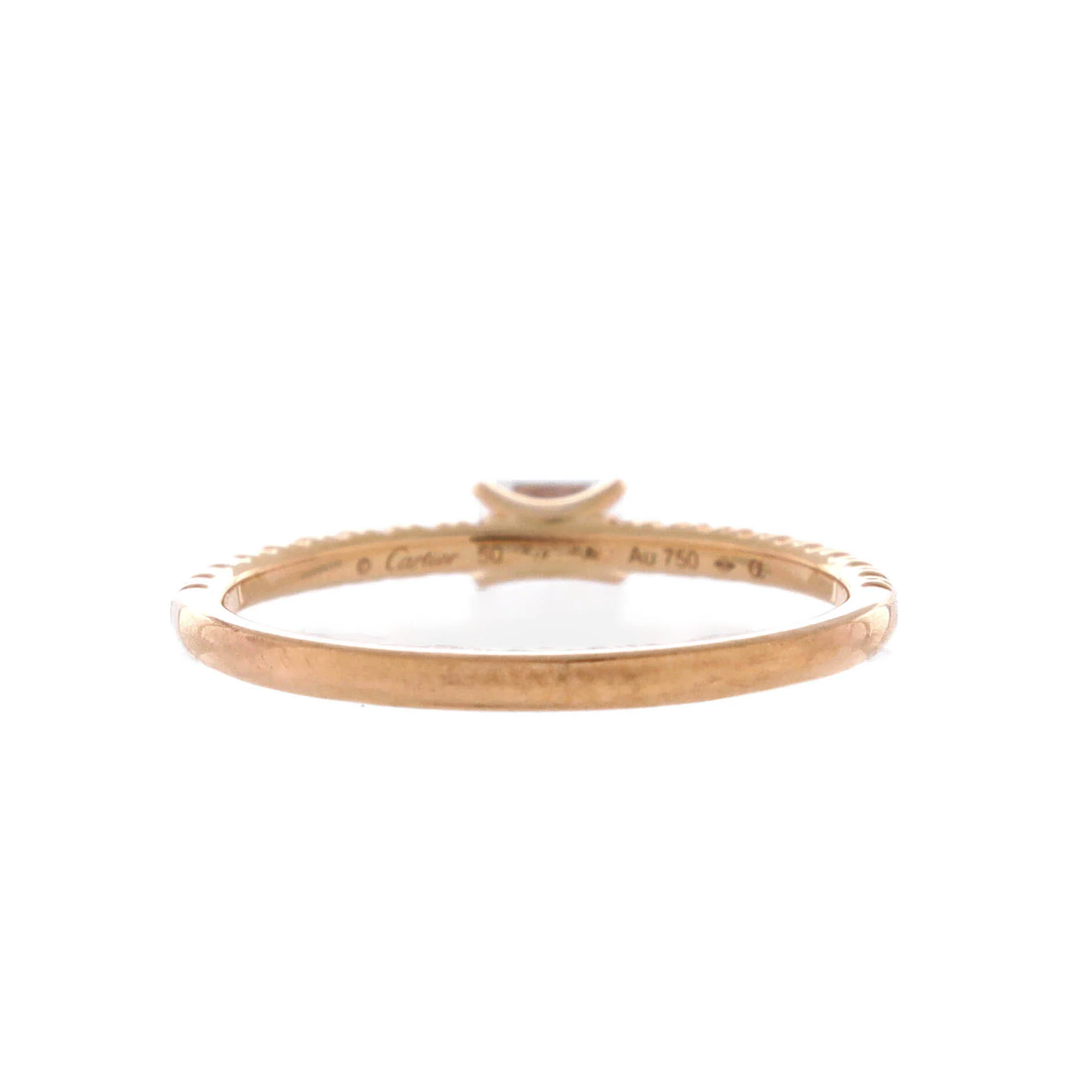 Etincelle de Cartier Solitaire Ring 18K Rose Gold with Emerald Cut Diamond and Pave Diamonds - Image 3
