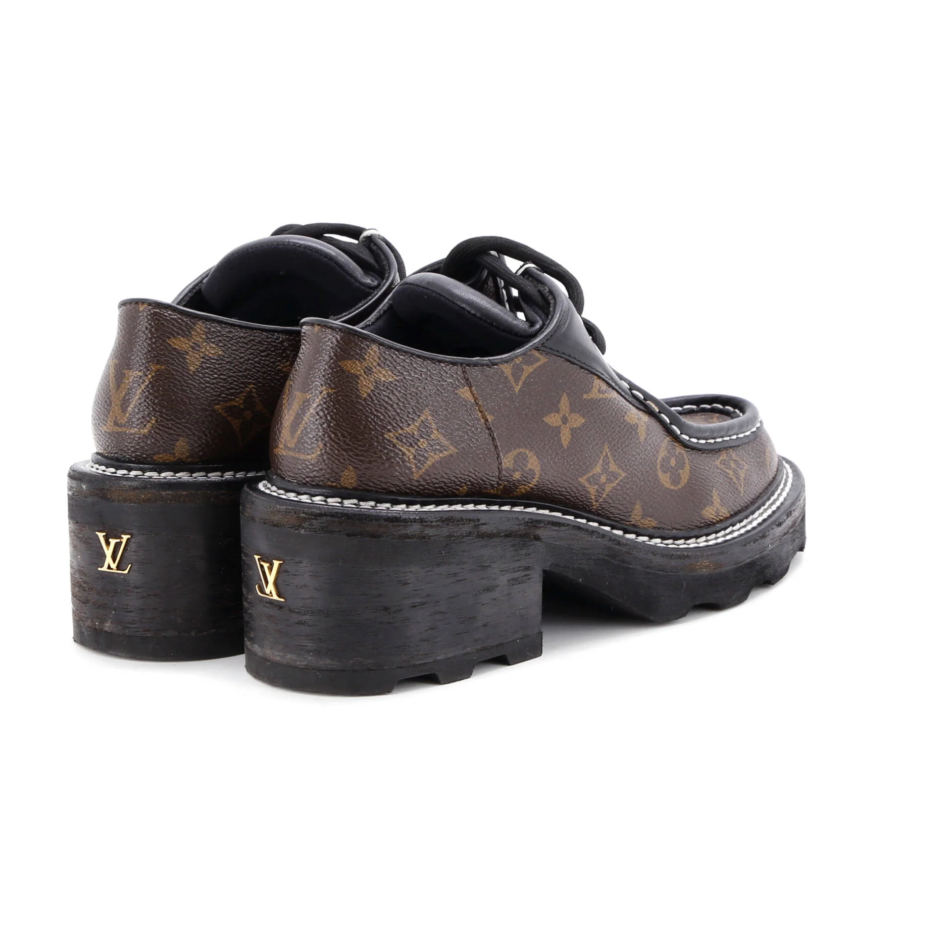 Women's LV Beaubourg Platform Derby Shoes Monogram Canvas - Image 3