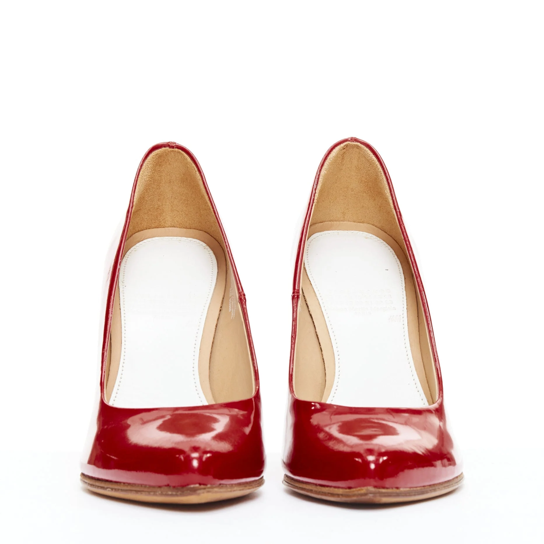 Women's Maison Margiela H&M Invisible Red patent leather perspex clear heel pumps - Image 10