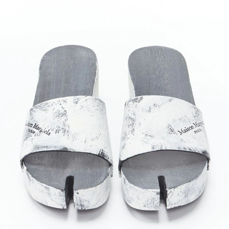 Women's Maison Margiela Tabi painted cone heel wooden clog sandal - Image 7