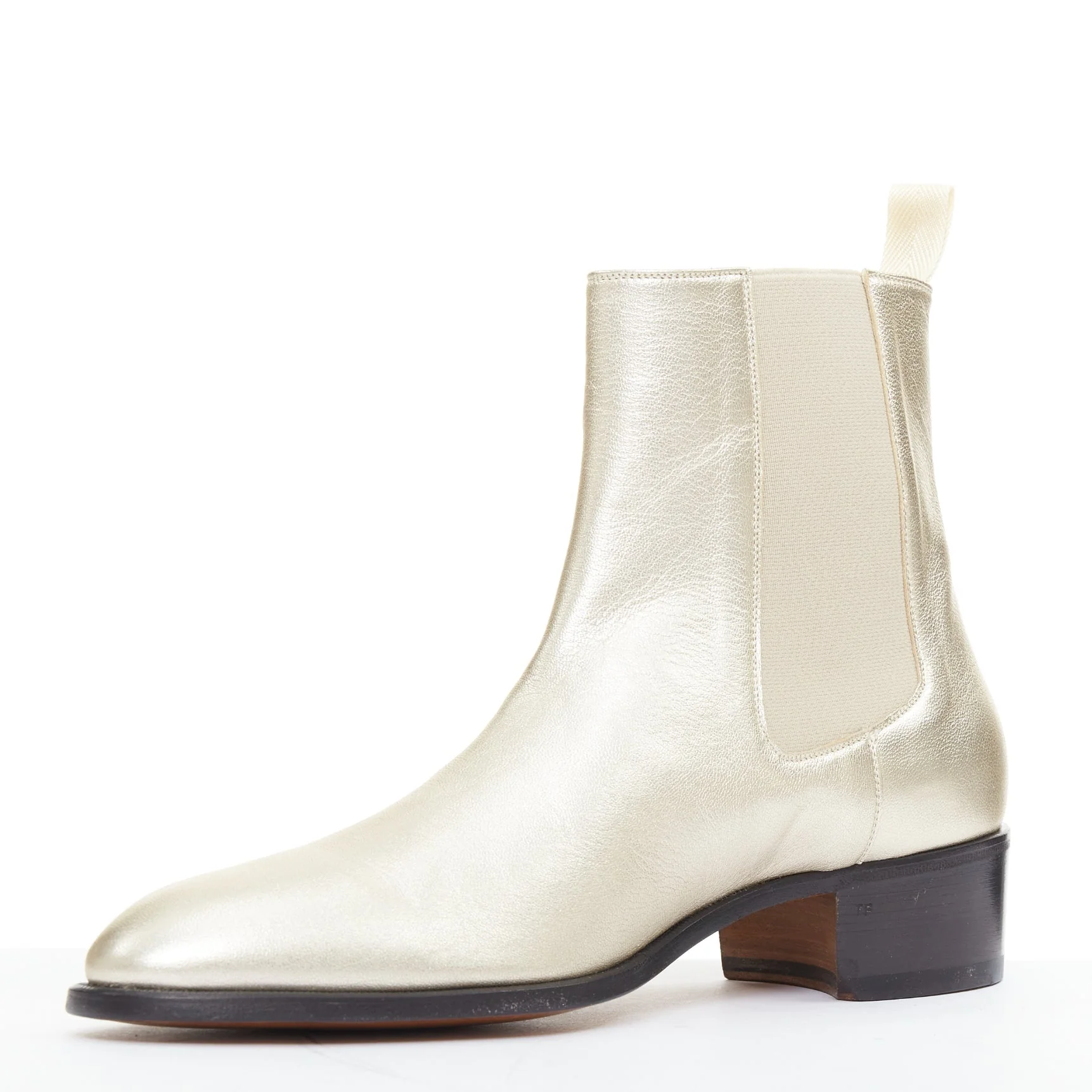 Men's Tom Ford metallic light g leather cuban heels Chelsea ankle boots - Image 10