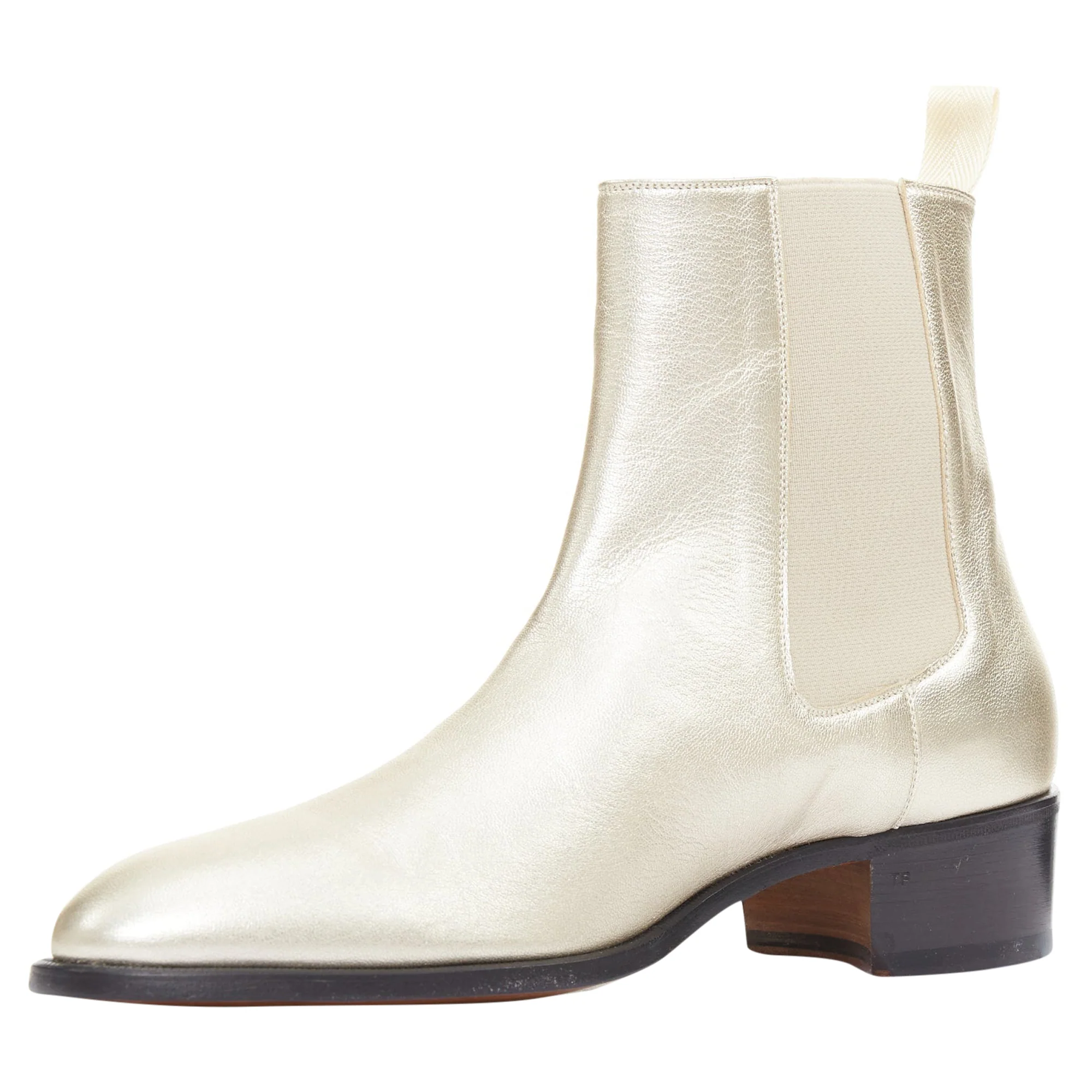 Men's Tom Ford metallic light g leather cuban heels Chelsea ankle boots - Image 4