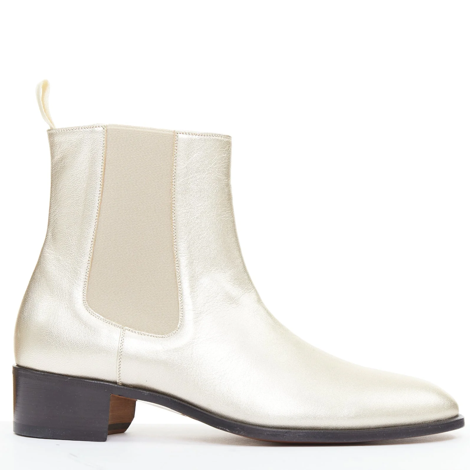 Men's Tom Ford metallic light g leather cuban heels Chelsea ankle boots - Image 7